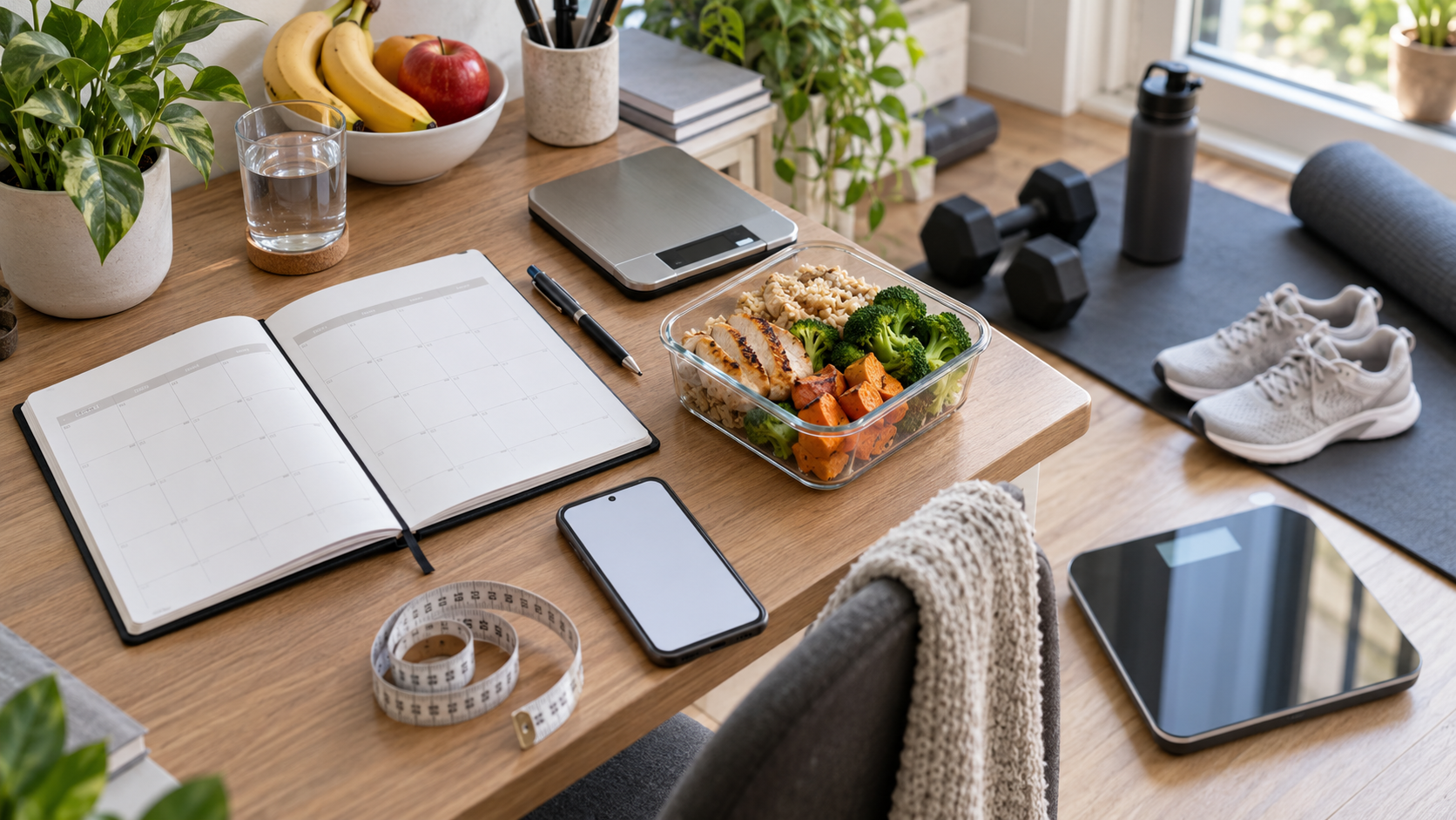 How many calories should beginners eat to build muscle using a four-week process of estimating, tracking, reviewing progress, and adjusting calories gradually.