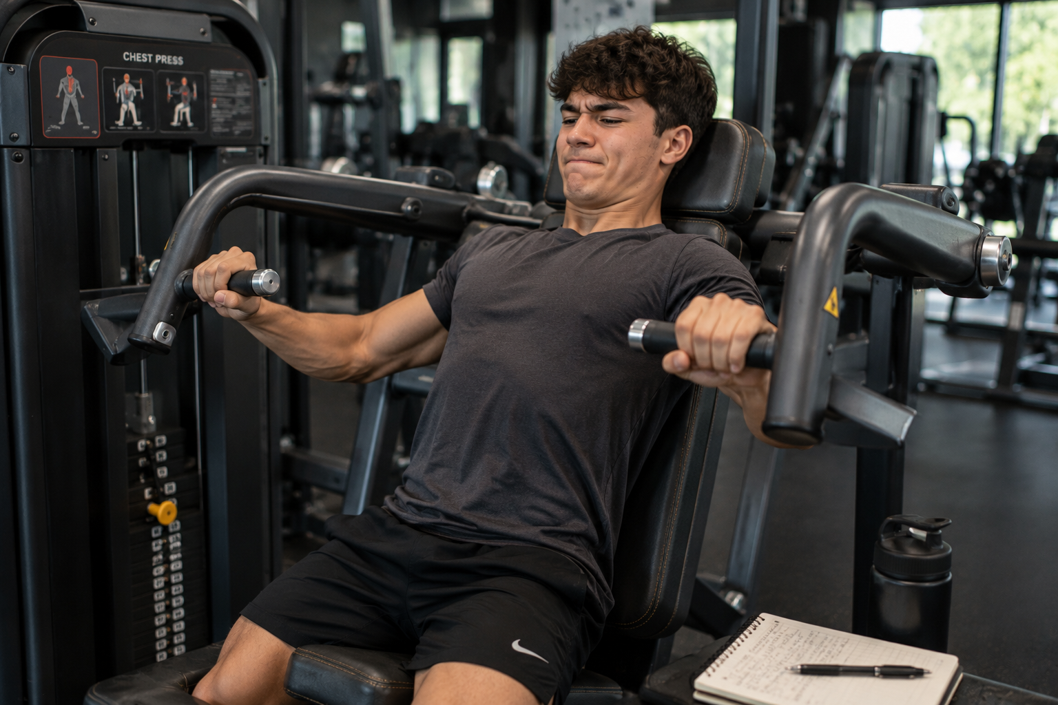 Beginner Bodybuilding Workout Plan showing a challenging working set performed with controlled technique and reps in reserve.