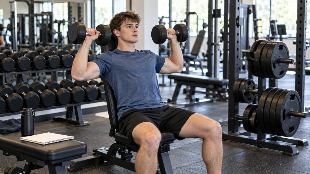 Muscle Recovery Tips for Beginners: beginner lifter completing a lighter resistance-training session during a deload.