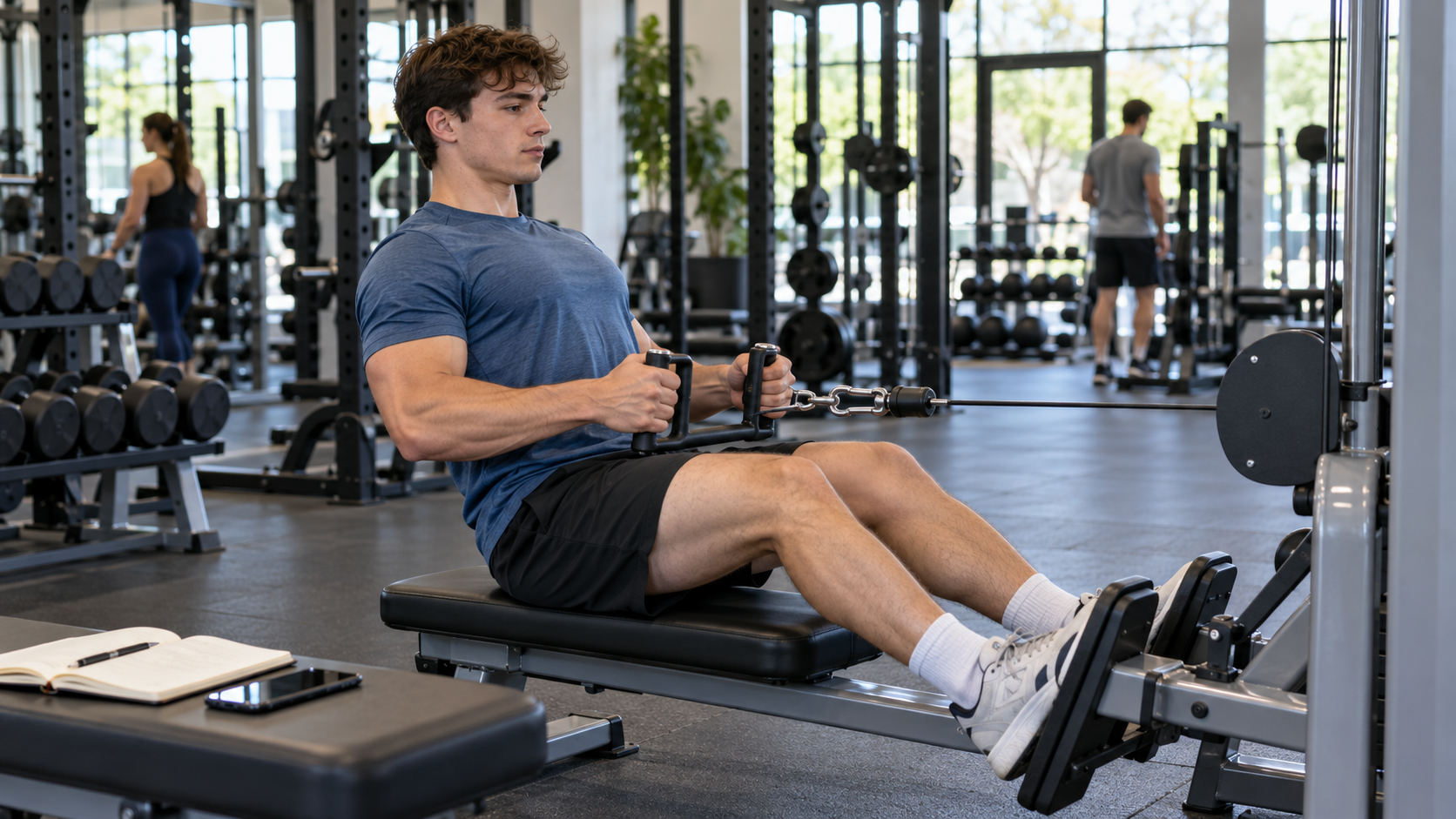 Beginner using consistent lifting technique and a workout log to show how to implement progressive overload for beginners.