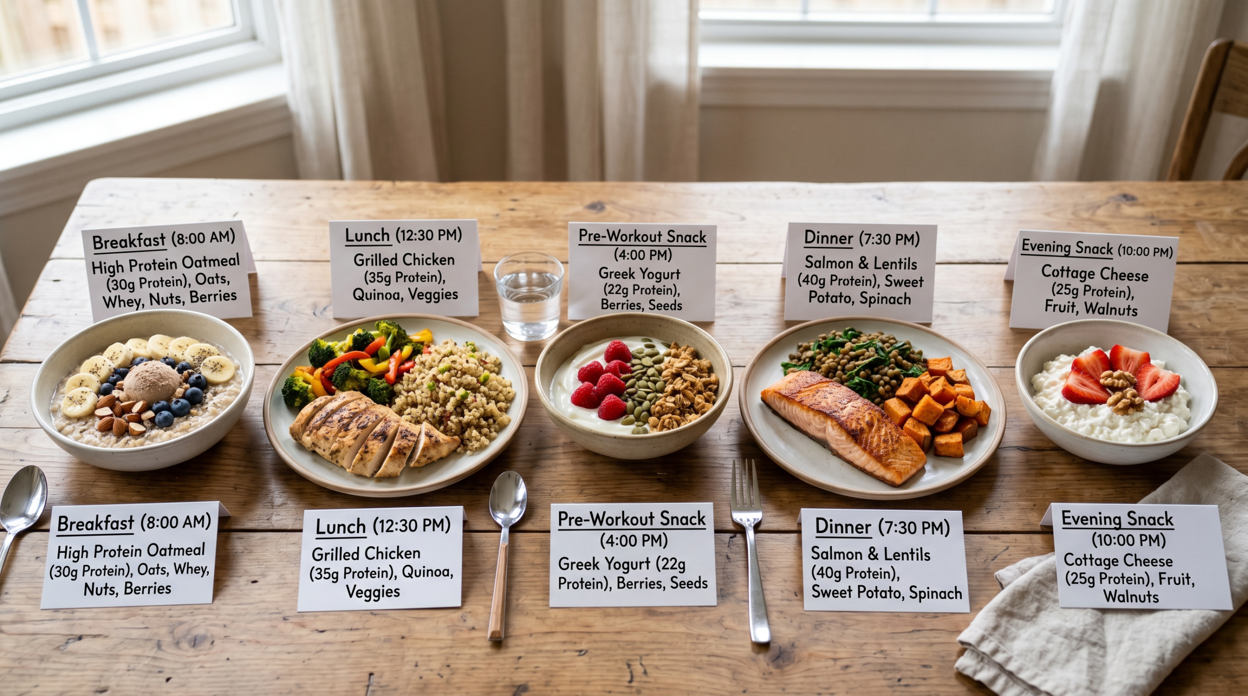 How much protein for beginners meal timing example