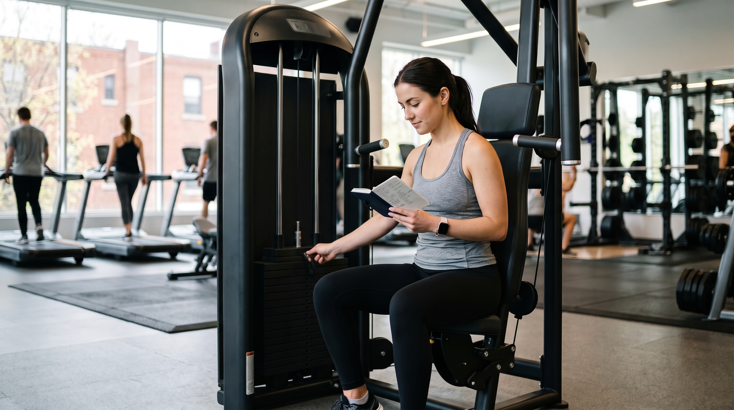 4 Day Workout Routine For Beginners on-ramp showing a new lifter choosing a manageable weight and tracking the workout.
