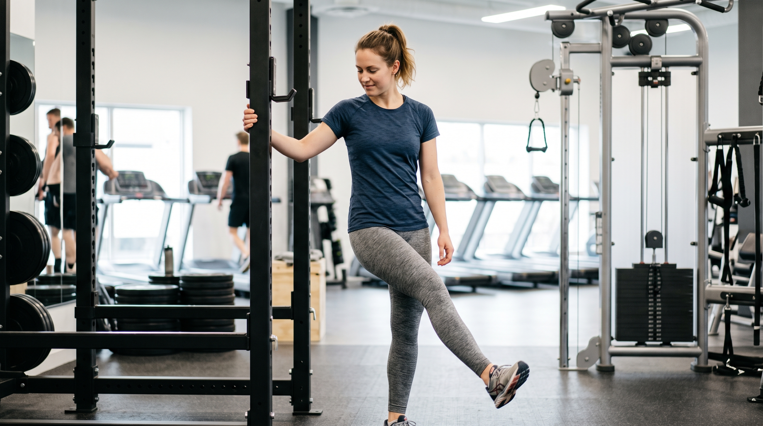 4 Day Workout Routine For Beginners warm-up showing a controlled dynamic movement before resistance training.