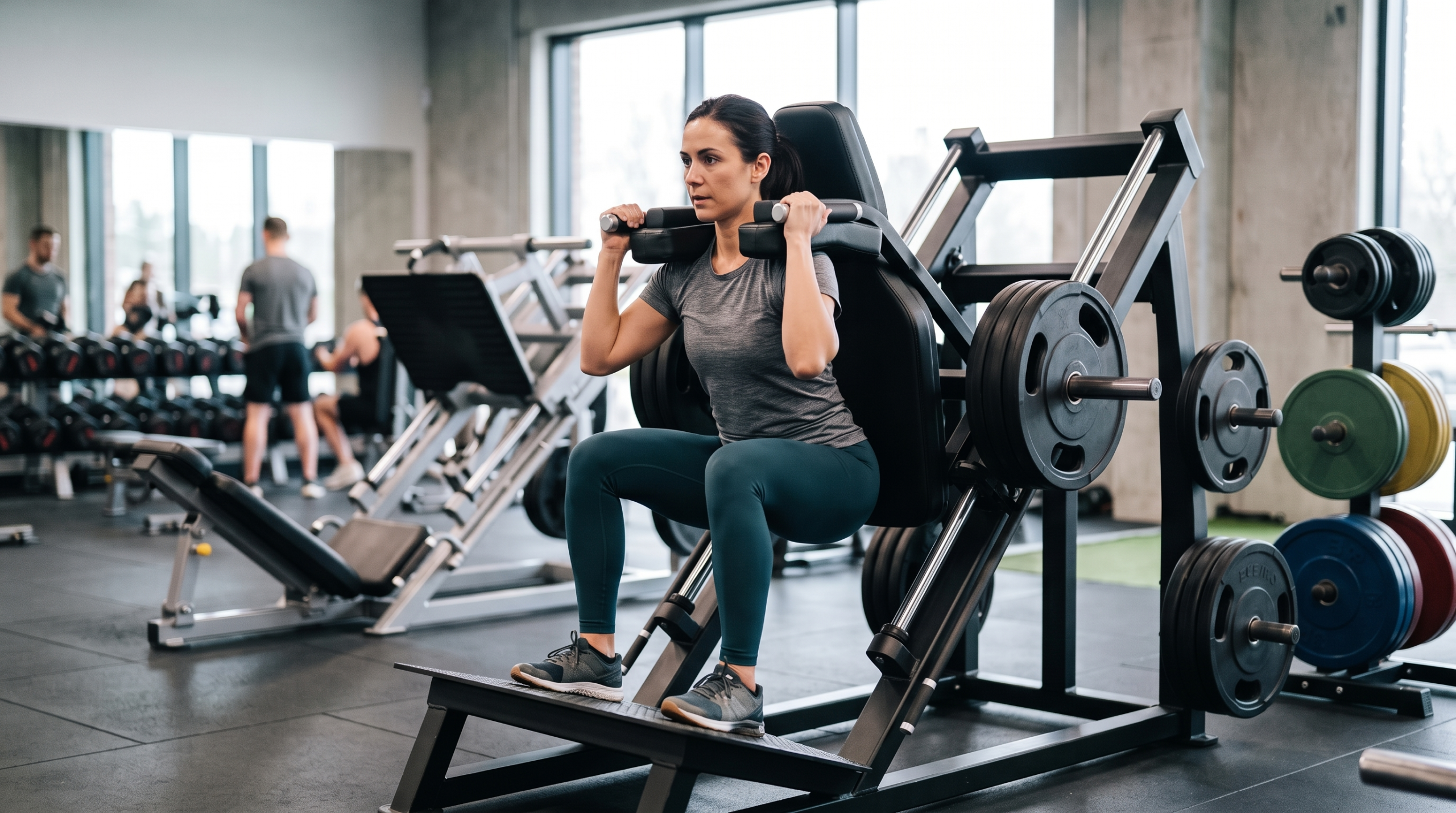 4 Day Workout Routine For Beginners Lower Body B workout featuring controlled hack squat training.