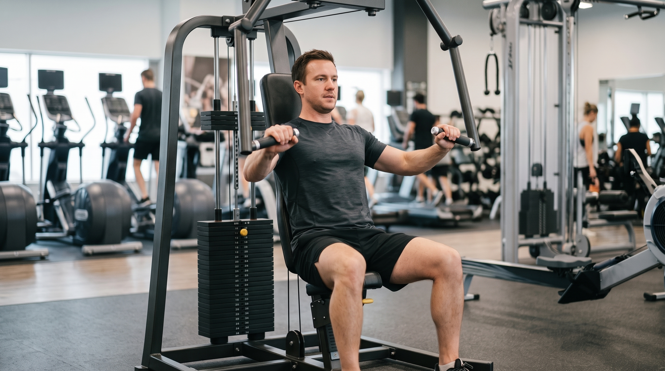 4 Day Workout Routine For Beginners Upper Body A session featuring a controlled machine chest press.